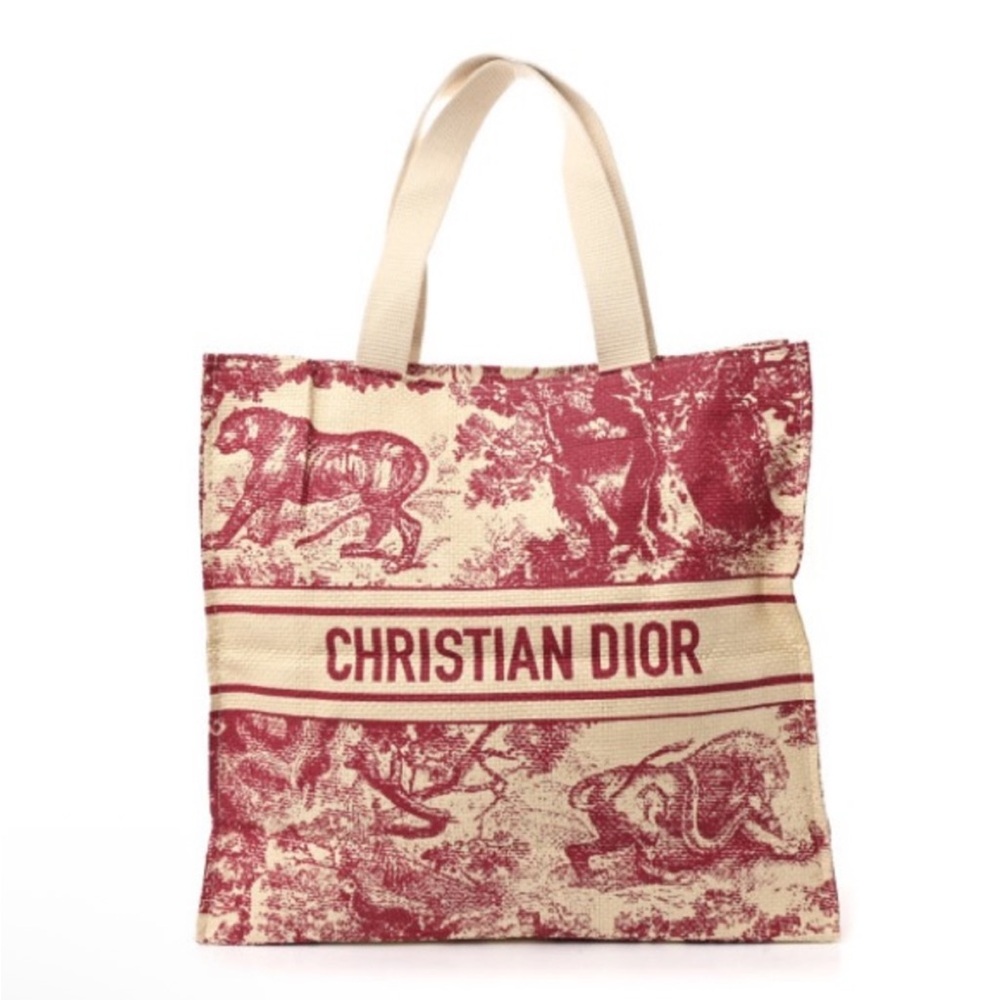 BN Dior Riviera Red and Cream Straw Tote in Original Packaging